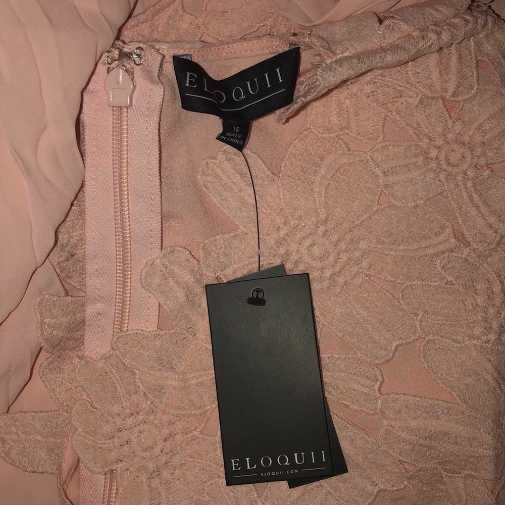 Eloquii V-Neck Lace Gown with Pleated Skirt - Picture 3 of 3